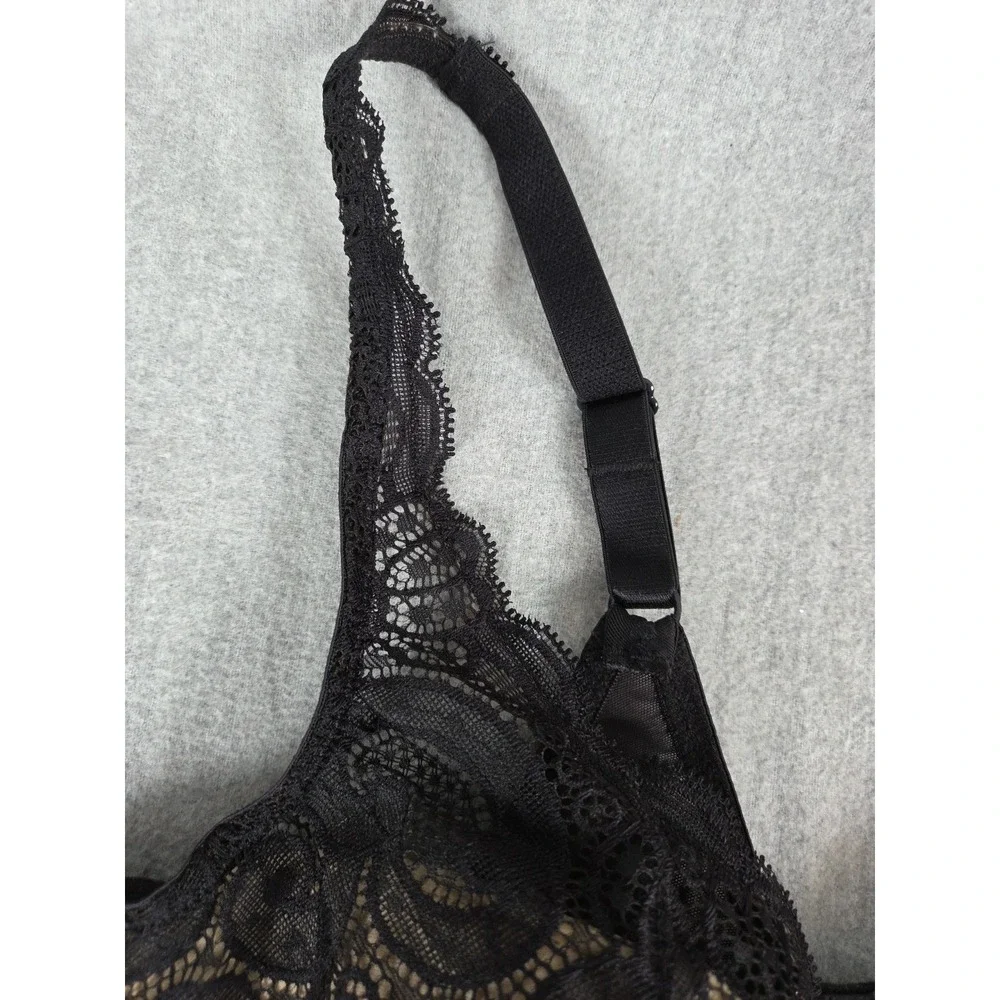 Playtex Love‎ My Curves Bra 38D Black Stretch Lace Cups Sculpted Lift NEW